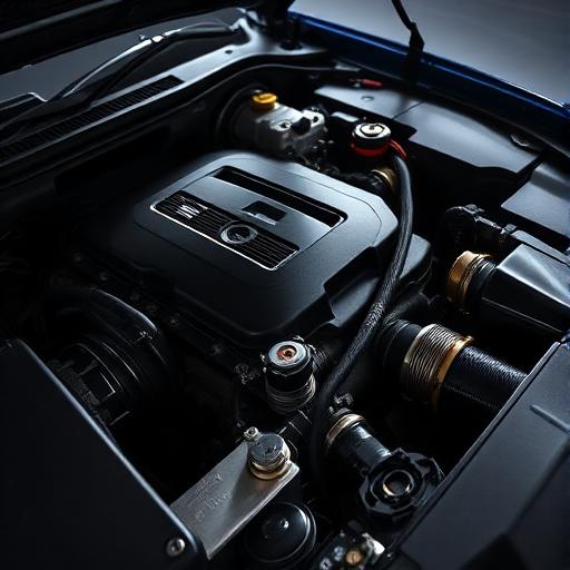 Clean car engine bay being serviced