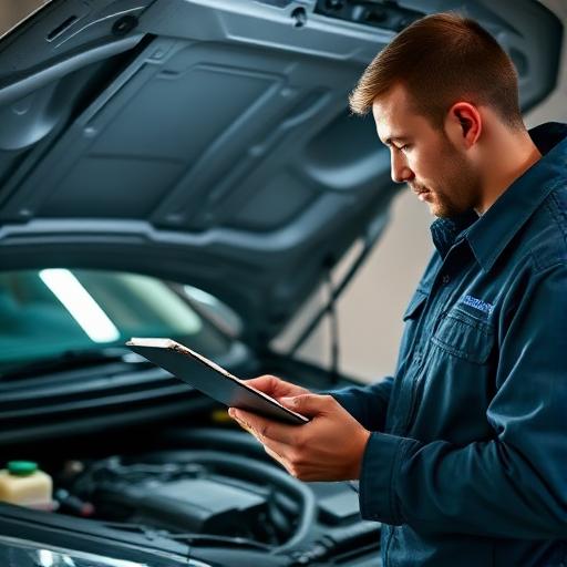 Mechanic inspecting a used car