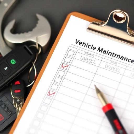Vehicle maintenance checklist on a clipboard