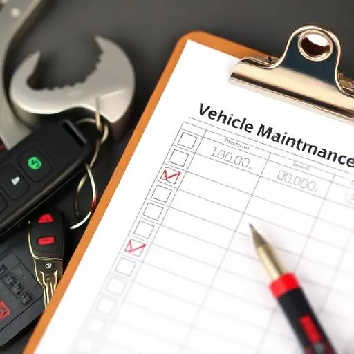 Vehicle maintenance checklist on a clipboard